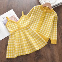 Clothing Sets Melario Baby Girls Clothes Set Sweet Princess Outfits Autumn Winter Kids Girls Long Sleeve Knitted Printed Sweater Dress 2pcs