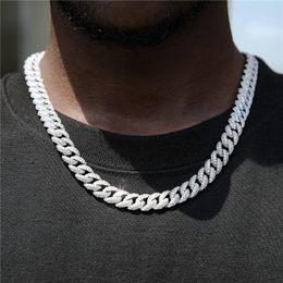 10mm 20mm de ruptura dupla de zircão Chapa cubana de colar masculino de jóias de moda de hip hop colar de borda transversal