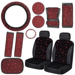 Car Seat Covers Cover Set Diamond Accessories With Shiny Steering Wheel Belt Cushion Glove Flash Ce