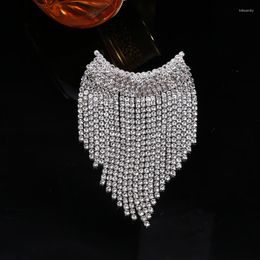 Brooches Luxury Rhinestone For Women Gold Silver Color Long Tassel Crystal Brooch Pin Badge Wedding Jewelry Accessories Gift