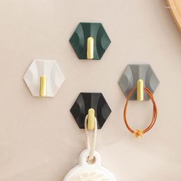 Hooks 4pcs/set Luxury Hexagon Key Hook Home Accessories Kitchen Supplies Ins Style Wall Non-marking Waterproof Self-adhesive Reusable