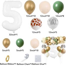 Decoration 62pcs Deer/Zebra Balloons with White Number Balloon for Kids Wild One Forest Animals Birthday Decorations R230812