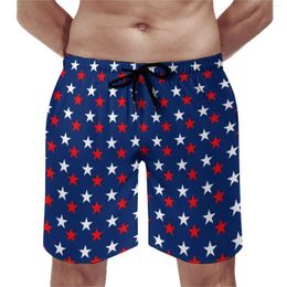 Men's Shorts Summer Board USA Flag Sports Surf American Star Patriotic Graphic Beach Short Pants Casual Quick Drying Swim Trunks