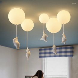 Pendant Lamps Designer Lamp Children's Room Entrance Bedroom Eye Protection Creative Bear Boy And Girl Ceiling