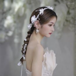 Haarklammern weiße Blume Quastel Brautverzierung Qualität Hoops Koreanischer Stil geflochtener langer Band Kopfbedeckung Großhandel