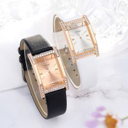 Wristwatches Quartz Watch Women's Vintage Square Small Green Korean Edition Waterproof Temperament Diamond Inlaid