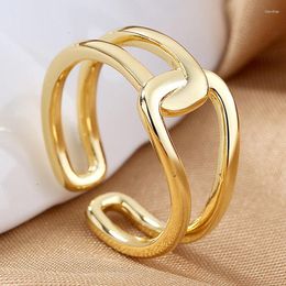 Cluster Rings 2023 Fashion S925 Sterling Silver Cross Opening Ring Double Gold/Silver Women Wedding Party Gift Jewellery