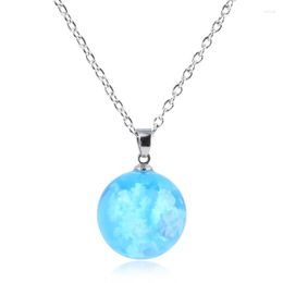 Pendant Necklaces Fashion Creative Blue Sky White Clouds Transparent Round Ball Shape Resin Necklace Chain Jewellery Accessories Gift