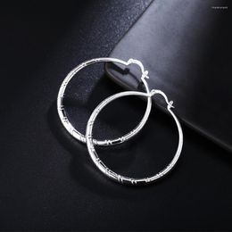 Hoop Earrings 925 Stamp Silver Colour 3/4/5/6cm Big Circle For Women High Quality Fashion Jewellery Christmas Gifts Wedding Earring