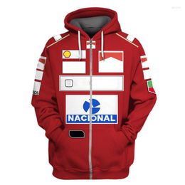 Mens Hoodies Hooded Sweatshirt Brazilian Ayrton Senna Formula One Racing Suit Artificial Sweater Large Retro 2023