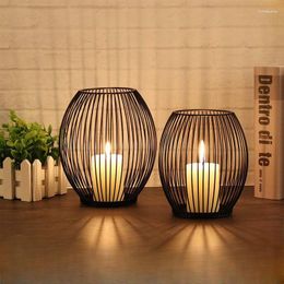 Candle Holders Black Lantern Candlestick Retro Iron Decoration Romantic Christmas Shooting Props Supplies