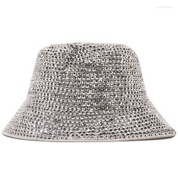 Berets Wool Full Diamond Bucket Hat Men Women Fedora Fisherman Spring Winter Ladies Felt Jazz Panama Wholesale