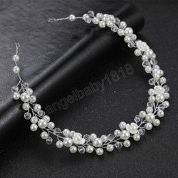 Pearl Hairbands Wedding Tiaras Hair Jewelry Fashion Bead Flower Headband Charm Bride Crown Charm Princess Hair Jewelry For Women