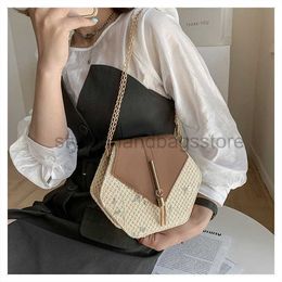 Shoulder Bags Chain Small Bag Women's Bag 2023 Summer New Fashion Straw Woven Bag Versatile INS Shoulder Bag Texture Crossbody Bagstylishhandbagsstore