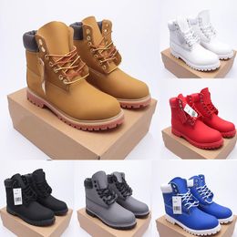 Platform Rubber Men's Boots Wood Designer Land Shoes Ankle Denim Classic Ladies Red Brown Black Hiking Work Motorcycle Boots Bootie Sizes 36-46