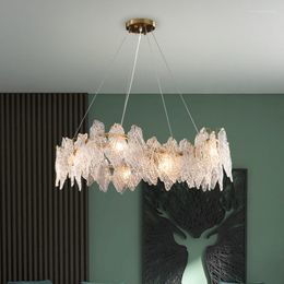 Chandeliers Lights Wavy Copper Color For Living Room Study Bedroom Light Luxury Lustre Suspension Luminaire