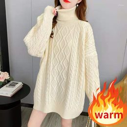 Women's Sweaters Cashmere Turtleneck Thick Knitted Pullover Winter Warm Sweater Women Elegant Clothes Oversized Long Sleeve Tops Vintage