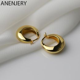 Stud ANENJERY Silver Colour Chunky Hoop Earrings for Women Punk Ear Jewellery Wholesale 230814