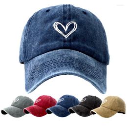 Ball Caps 2023 Heart Pattern Hat Retro Fashion Hip Hop Adjustable Baseball Cap Men And Women's Washed Cowboy Soft Top CP011