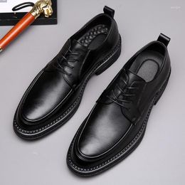 Dress Shoes Classic Genuine Leather Oxford Business Casual Men's Soft Comfortable Square Toe Lace Up Suit Shoe