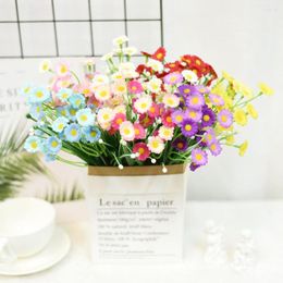 Decorative Flowers 37cm Beautiful Artificial Mini Chrysanthemum Garden Wedding Bedroom Decoration DIY HandMade Spun Silk Dried