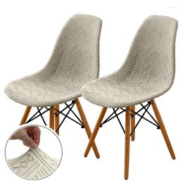 Chair Covers Jacquard Dining Cover Seat Case Nordic Elastic Shell Chairs Slipcovers Armless Stool For Banquet Wedding Hogar 1pc