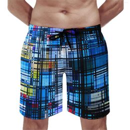 Men's Shorts Colourful Retro 60s Board Summer Modern Abstract Print Casual Beach Short Pants Man Sports Quick Dry Custom Trunks