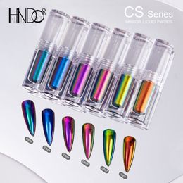 Nail Glitter HNDO Small Tube Liquid Type Mirror Chrome Powder with Brush Inside for Professional Art Decor Manicure Pigment 230814