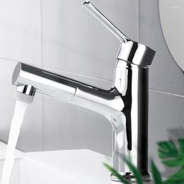 Bathroom Sink Faucets Wash-basin Pull Out Black Copper Rotate Switch Two Mode Outlet Water Deck Mounted Basin Mixer Faucet Taps Torneira