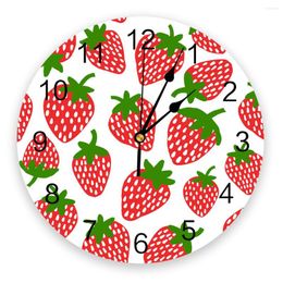 Wall Clocks Strawberry Spots Dense Clock Living Room Home Decor Large Round Mute Quartz Table Bedroom Decoration Watch