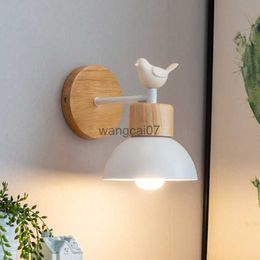 Wall Lamps Nordic LED Wall Lamp Wood Creative Lighting Fixture Guest Room Balcony Staircase Sconce Bedroom Bedside Decor Light with bulb HKD230814