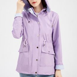 Women's Trench Coats 2023 Autumn And Winter Detachable Hood Windbreaker Ladies Coat Raincoat Small Rain For Women