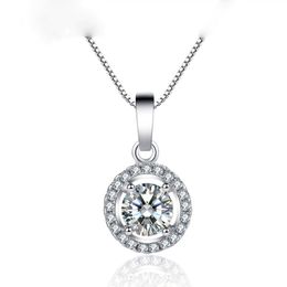 Luxury Circle Designer Big Diamond Pendant Necklaces 925 Silver CZ Zircon Diamond Link Chains Choker Short Necklace for Women Jewery for Wedding Party