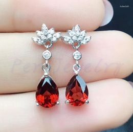 Dangle Earrings Natural Authentic Garnet Drop Earring 925 Sterling Silver 0.8ct 2pcs Gemstone R972518