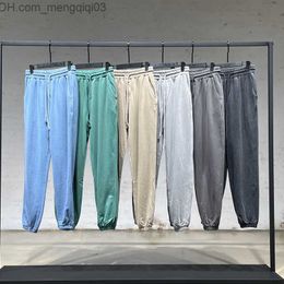 Men's Pants Solid Colour men's casual pants with elastic waist fashionable cotton sports pants pocket high street Drstring basketball Trousers Z230815