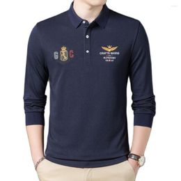 Men's Polos Fashion Designer Logo Brand Mens Long Sleeves Polo Shirt Embroidery Street Wear Casual Tops Korean Clothing