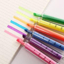 Ballpoint Pens 60Pcs Lovely Kawaii Fluorescent Simulation Syringe Watercolour Pen Highlighters Marker pen Stationery School Supplies 230812