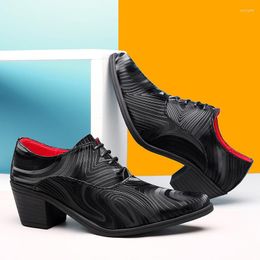 Dress Shoes 2023 Fashion Black Formal For Men Pointed Leather Elegant Mens Lace-up Heel Shoe Zapatos Hombre Vestir
