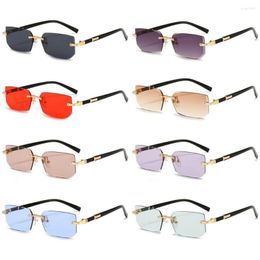 Sunglasses Y2K Rimless Rectangle Vintage UV400 Protection Shades Eyewear For Women & Men