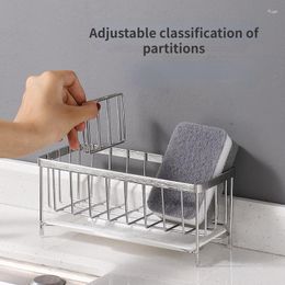 Kitchen Storage Stainless Steel Shelf With Drain Tray Bathroom Sink Countertop Draining Basket Anti-Rust Cleaning Brush Soap Organiser