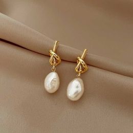 French Baroque Pearl Earrings for Women Fashion Light Luxury Style Knot Earrings Premium Earrings