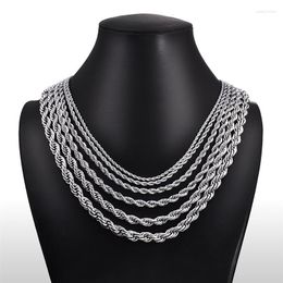 Chains 2mm-7mm Rope Chain Necklace Stainless Steel Never Fade Waterproof Choker Men Women Jewellery Silver Colour Gift