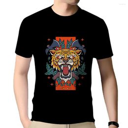 Men's Tank Tops JHPKJMen's Summer Short Sleeve T-shirt Casual Fashion Tiger Print Pattern TEE Pure Cotton