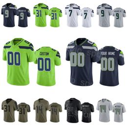 Custom Football 14 DK Metcalf Jersey 11 Jaxon Smith-Njigba 21 Devon Witherspoon 7 Geno Smith 9 Kenneth Walker III 31 DeeJay 16 Tyler Lockett Sewn On Man Woman Youth