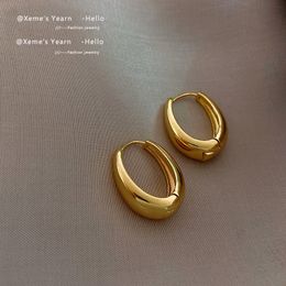 Stud Classic Copper Alloy Smooth Metal Hoop Earrings For Woman Fashion Korean Jewelry Temperament Girls Daily Wear 230814