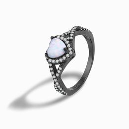 European and American Sterling Silver S925 White Australian Baby Stone Love Heart Jewellery High Quality Light Luxury Women's Ring