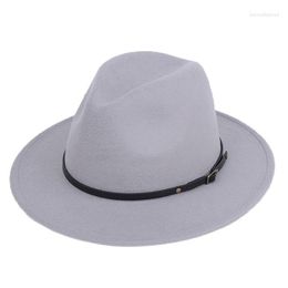 Berets 2023 Wool Felt Jazz Fedora Hats Belt Buckle Decor Women Unisex Wide Brim Hat Winter Chapeau Femme