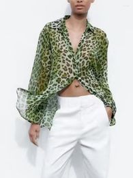 Women's Blouses Animal Print Elegant Shirt Blouse Women Fashion Button Up Shirts Vintage Casual Long Sleeve Tops Spring 2023