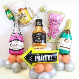 Decoration Unique Champagne Bottle Balloon Beer-Glass Goblet Balloons For Birthday Wedding Decoration Globos