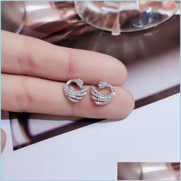 Earring Back Fashion Cygnet Earrings Female S925 Sier Needle Allergy Simple Elegant Net Red New Studs For Women Jewellery Drop Delivery Dhk5M